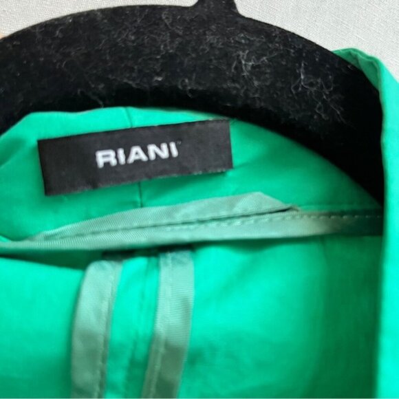 Riani green tailored lightweight cuffed sleeves cotton blazer jacket Sz 8 - Picture 6 of 12